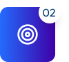 Step 02 icon with target symbol on a blue-purple gradient background.